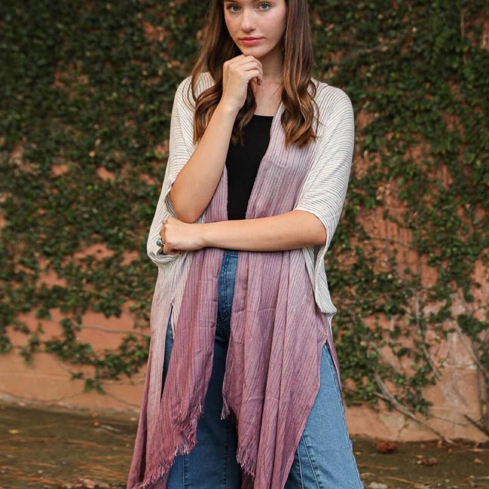 Anthropologie Women's Pink and Purple Cardigan
